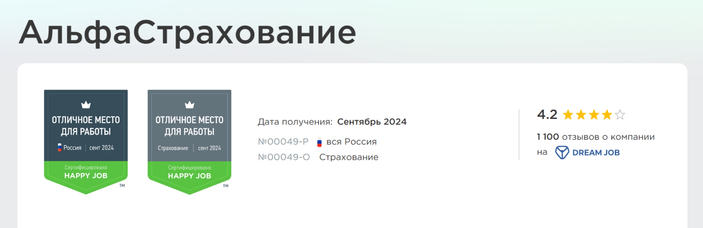 Отзывы с Dream Job на странице Happy Job